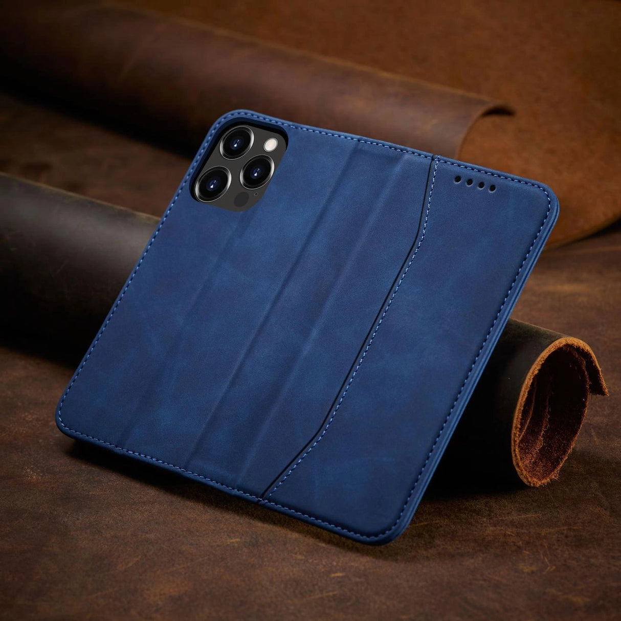 Magnet Fancy Case Case for iPhone 14 Pro Max cover med flip wallet stand blå