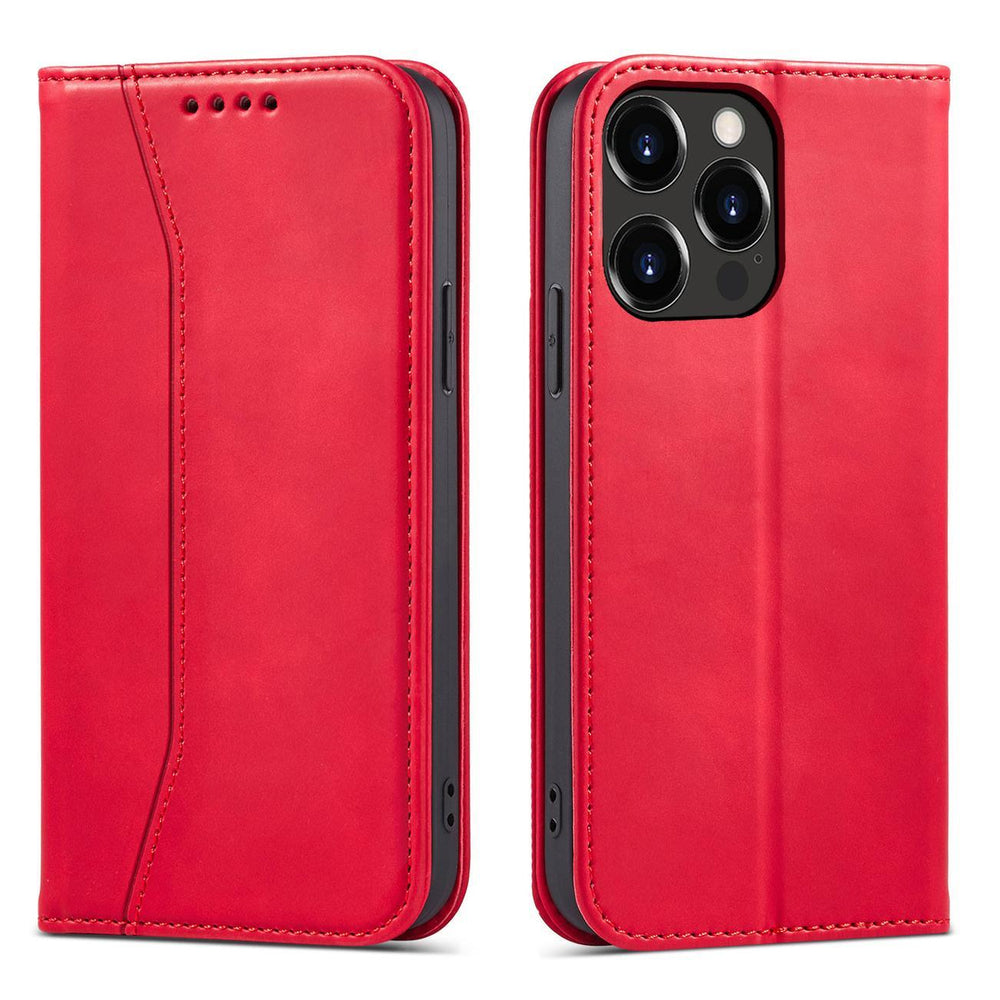 Magnet Fancy Case Case for iPhone 14 Pro Max flip cover tegnebog stativ rød