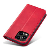 Magnet Fancy Case Case for iPhone 14 Pro Max flip cover tegnebog stativ rød