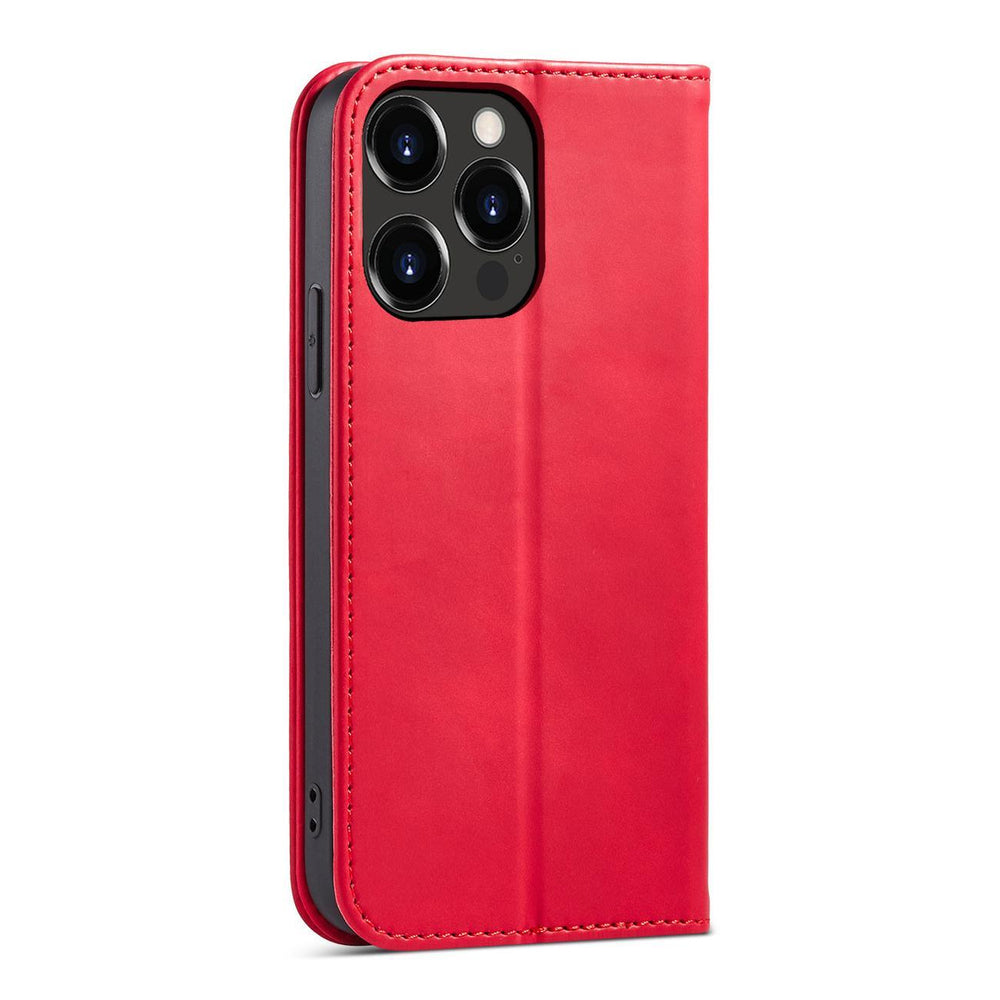 Magnet Fancy Case Case for iPhone 14 Pro Max flip cover tegnebog stativ rød