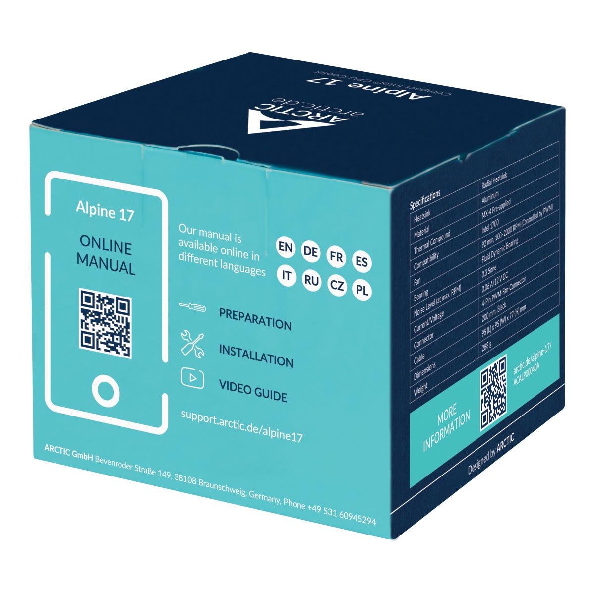 ARCTIC Alpine 17 Processor Luftkøler 9,2 cm Sort, Sølv 1 stk