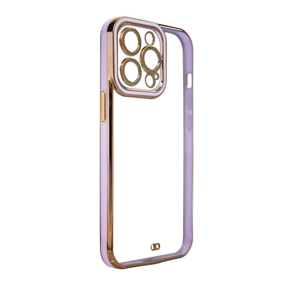 Fashion Case til iPhone 12 Pro Guldramme Gel Cover Purple