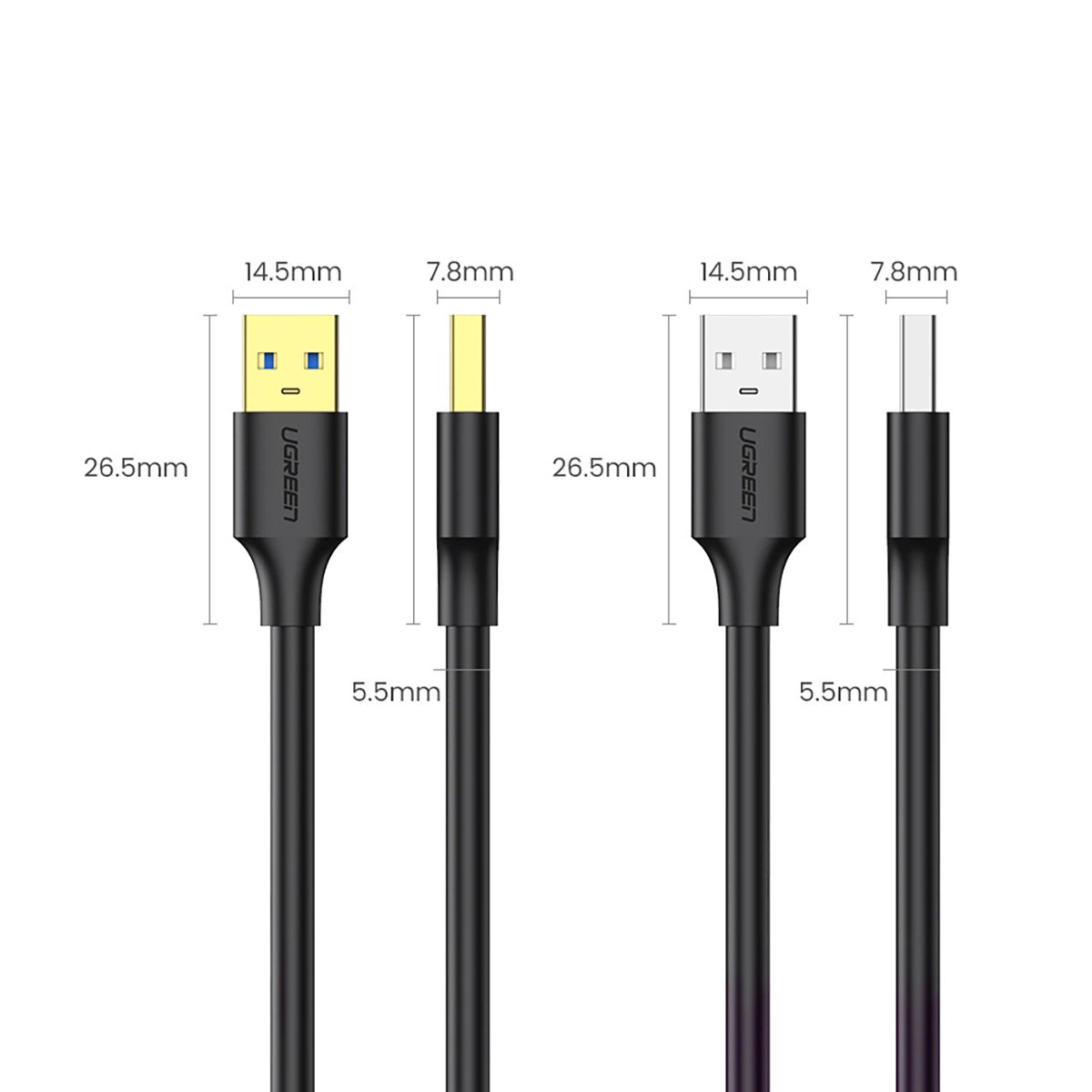 Ugreen US128 90576 USB-A 3.0 / USB-A 3.0 5Gb/s kabel 3m - sort