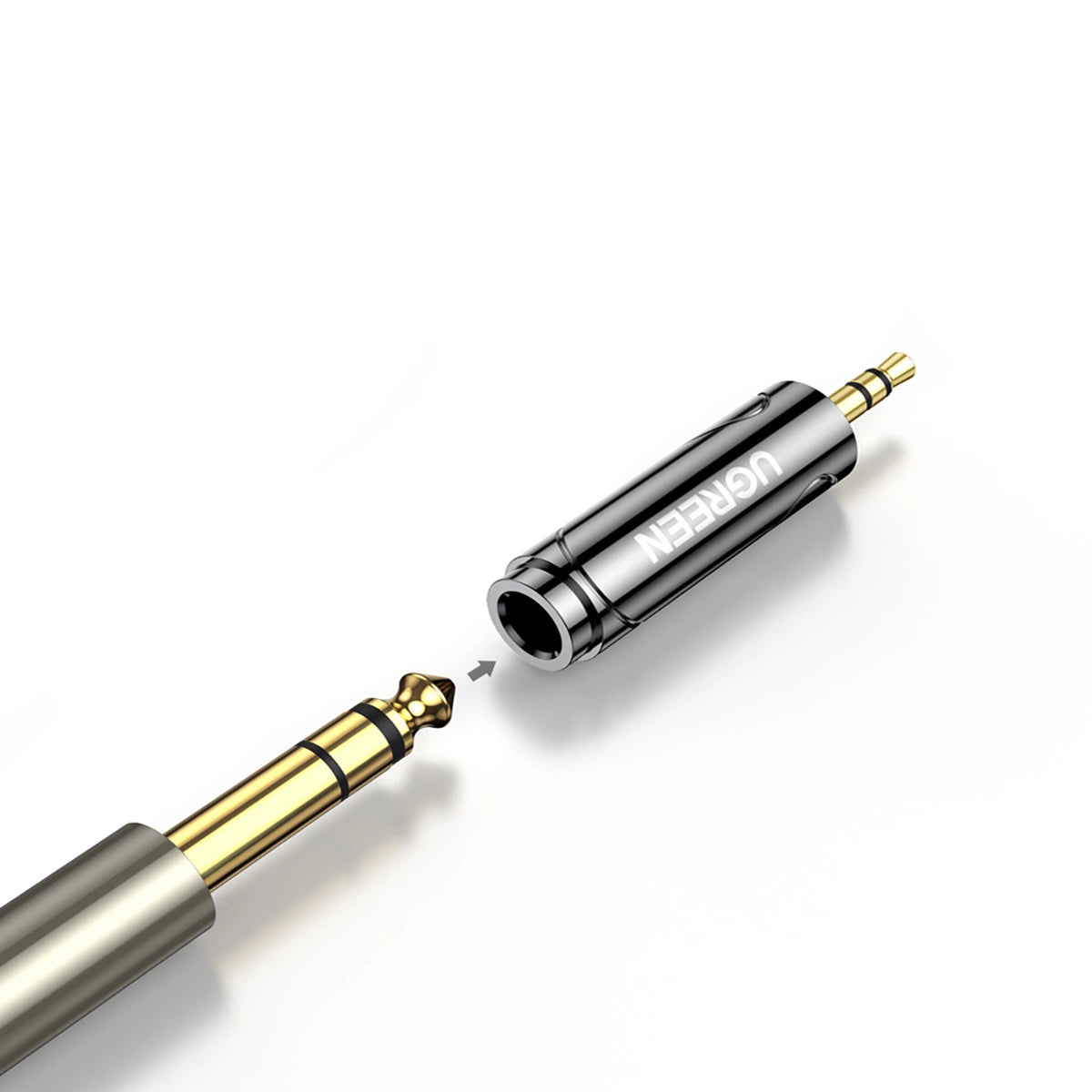 Ugreen adapter 3,5 mm lyd adapter (mand) til 6,35 mm mini jack (kvinde) grå (AV168)