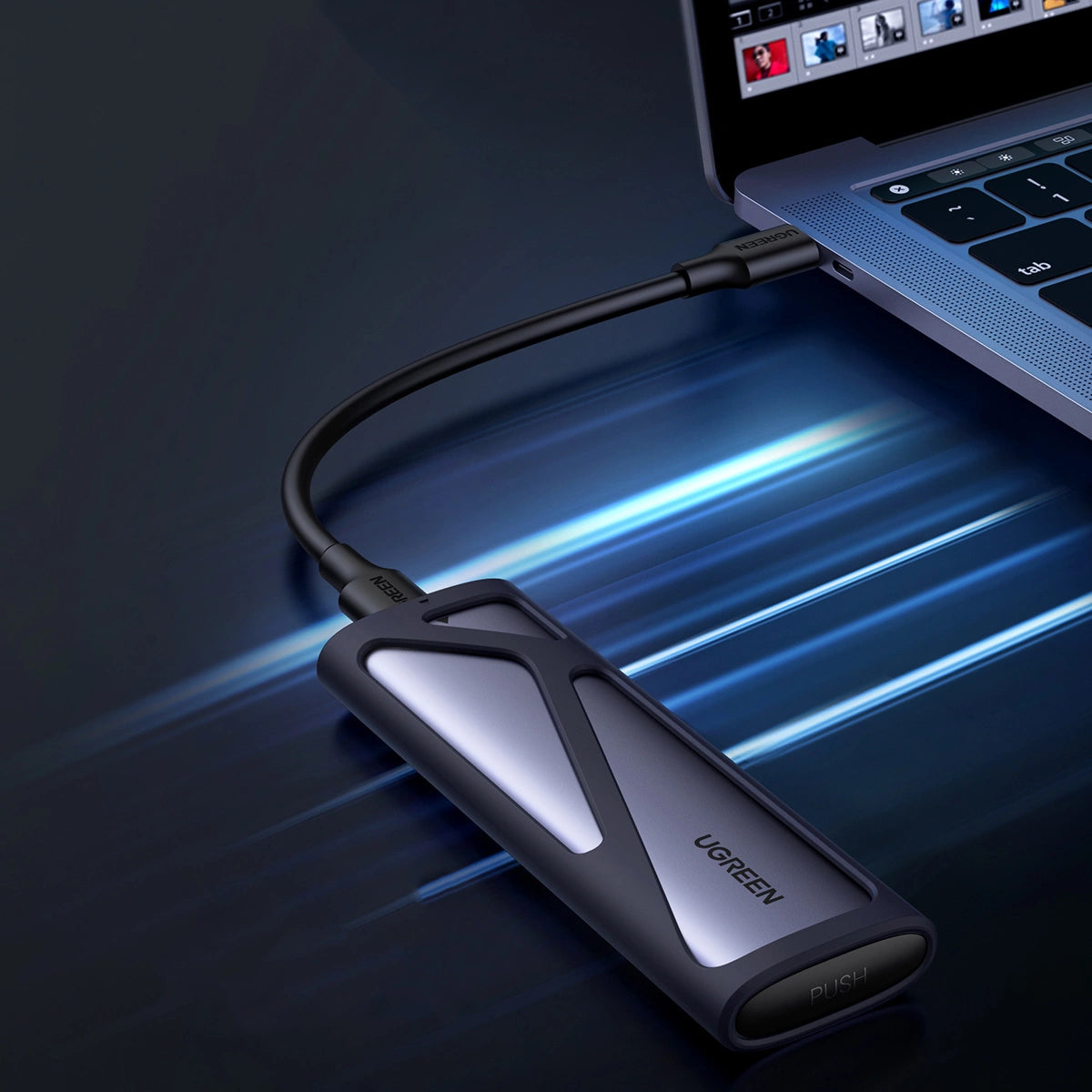 Ugreen CM400 90264 caddy til M.2 SSD med USB-C 3.2 port - grå