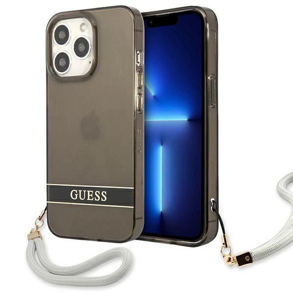 Guess GUHCP13LHTSGSK iPhone 13 Pro / 13 6.1" sort/sort hardcase Gennemskinnelig Stap