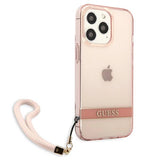 Guess gennemsigtige båndsæske til iPhone 13 Pro / 13 6.1" - Pink
