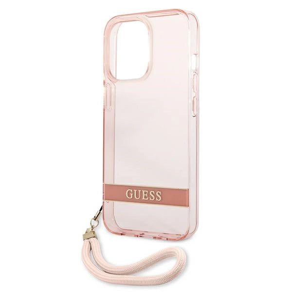 Guess gennemsigtige båndsæske til iPhone 13 Pro / 13 6.1" - Pink