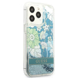 Guess GUHCP13LLFLSN iPhone 13 Pro / 13 6.1" grøn/grøn hardcase Flower Liquid Glitter