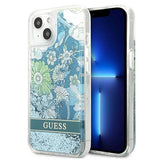 Guess GUHCP13MLFLSN iPhone 13 6.1" grøn/grøn hardcase Flower Liquid Glitter