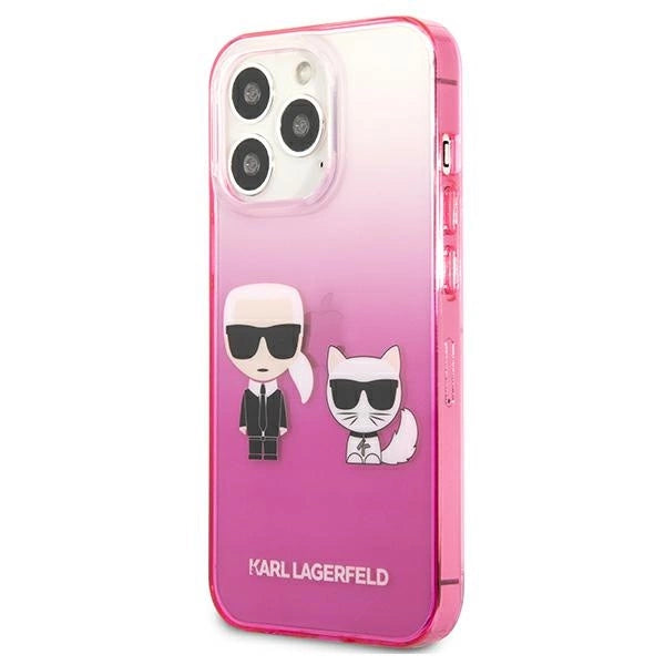 Karl Lagerfeld KLHCP13LTGKCP iPhone 13 Pro / 13 6,1" hårdkasse rosa/rosa Gradient Ikonik Karl & Choupette