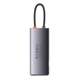 Baseus Metal Gleam Series HUB 7-in-1 USB Type C docking station - 1 x HDMI / 1 x VGA / 3 x USB 3.2 Gen. 1 / 1 x Power Delivery / 1 x RJ-45 Ethernet gray (WKWG040013)