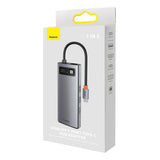 Baseus Metal Gleam Series HUB 7-in-1 USB Type C docking station - 1 x HDMI / 1 x VGA / 3 x USB 3.2 Gen. 1 / 1 x Power Delivery / 1 x RJ-45 Ethernet gray (WKWG040013)