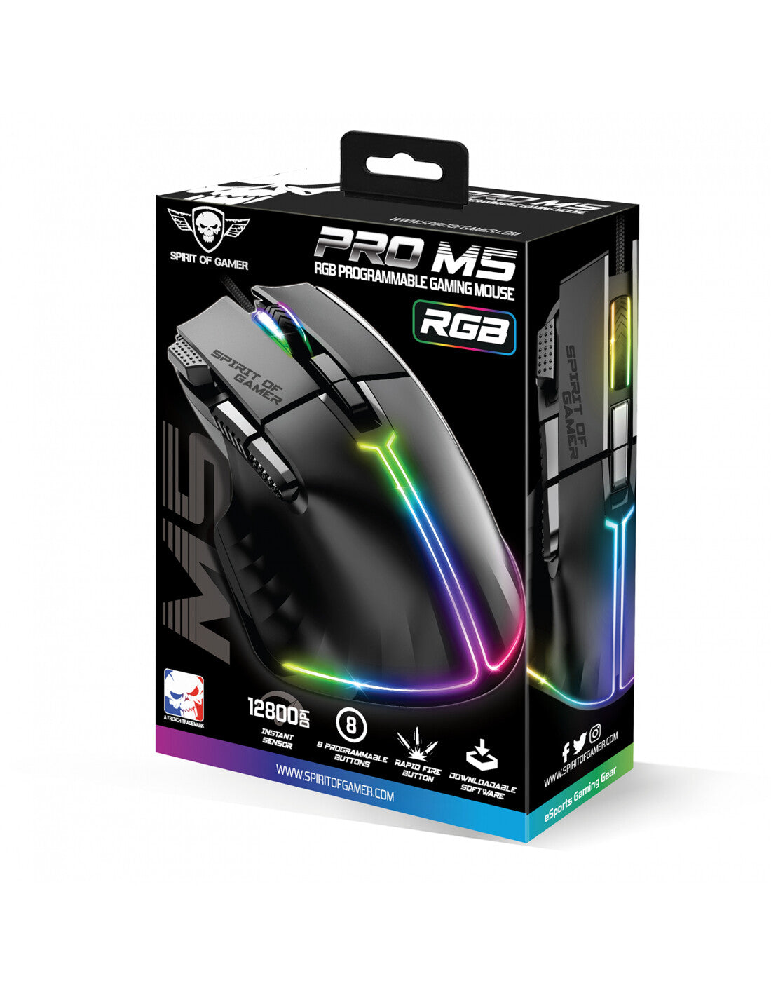 Spirit of Gamer PRO-M5 mus Spil Højre hånd USB Type-A Optisk 12800 dpi