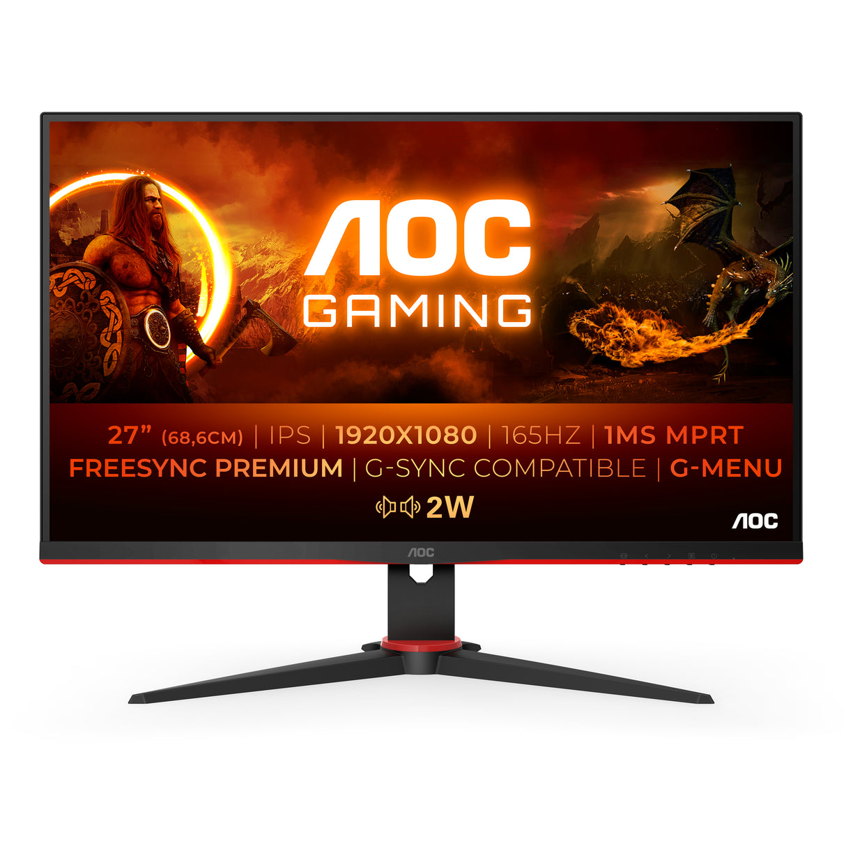 AOC G2 27G2SPAE/BK LED display 68,6 cm (27") 1920 x 1080 pixel Fuld HD Sort, Rød