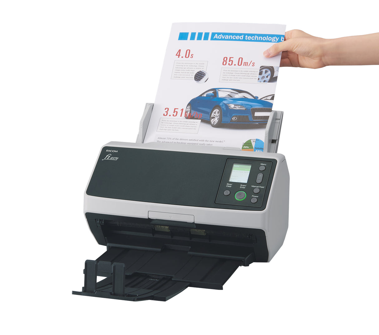 Ricoh fi-8170 ADF + manuel indføringsscanner 600 x 600 dpi A4 Sort, Grå