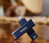 SanDisk Phone Drive 256GB USB-C / Apple Lightning USB stick Blå