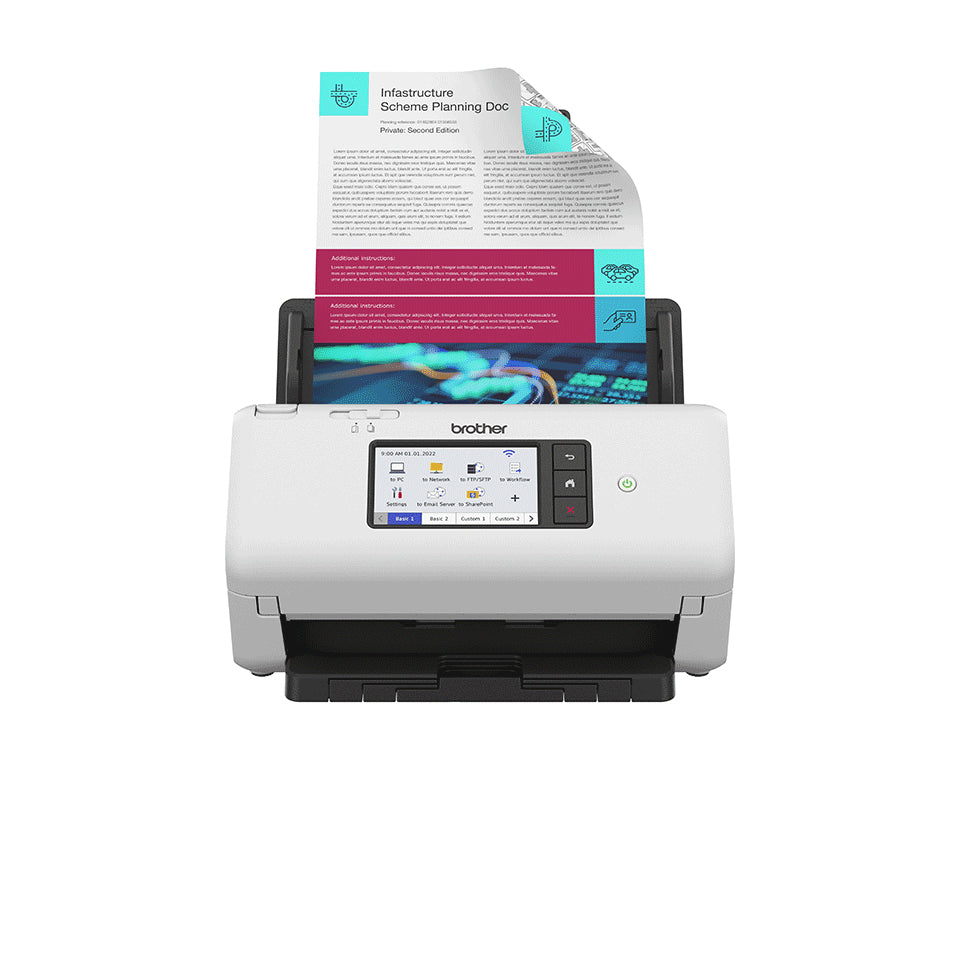 Brother ADS-4700W ADF + Ark-fodret scanner 600 x 600 dpi A4 Sort, Hvid
