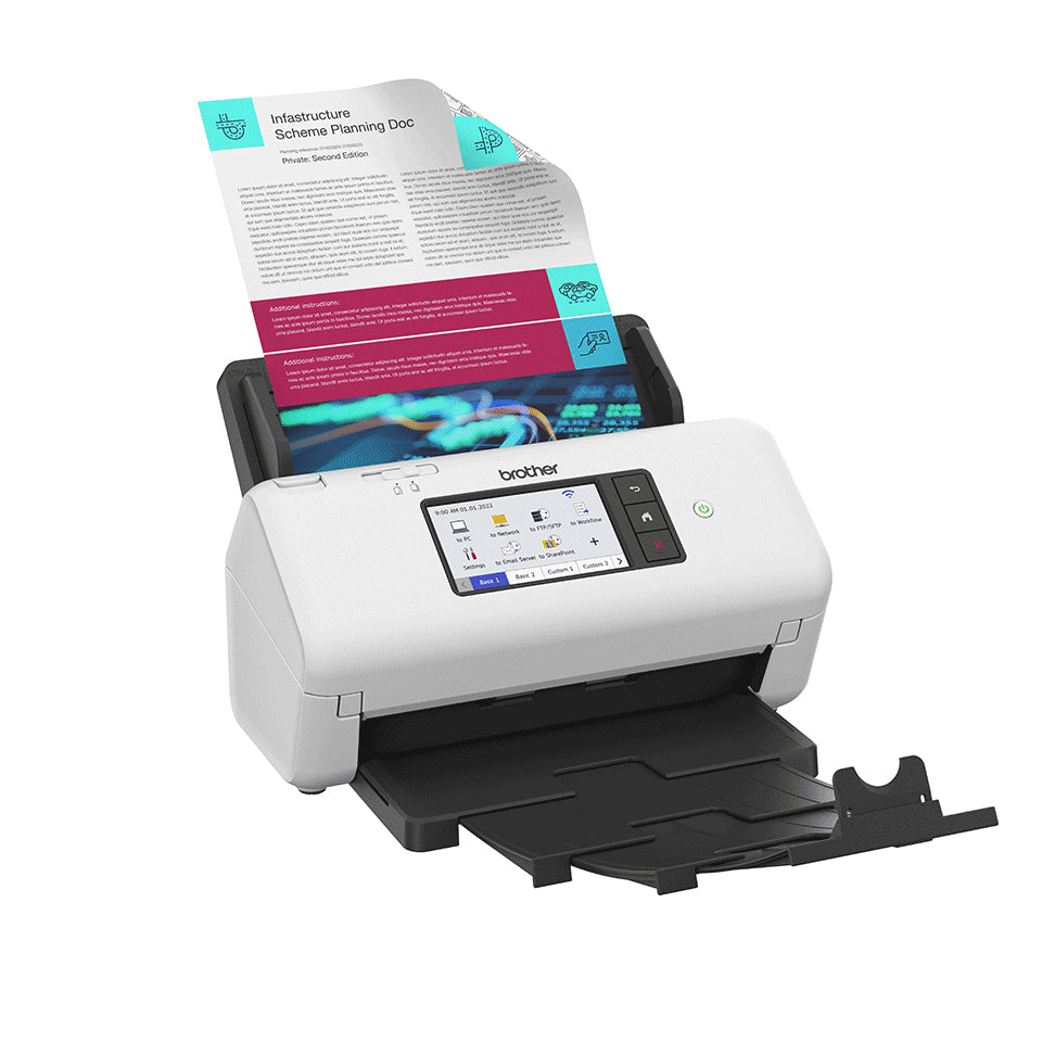 Brother ADS-4700W ADF + Ark-fodret scanner 600 x 600 dpi A4 Sort, Hvid