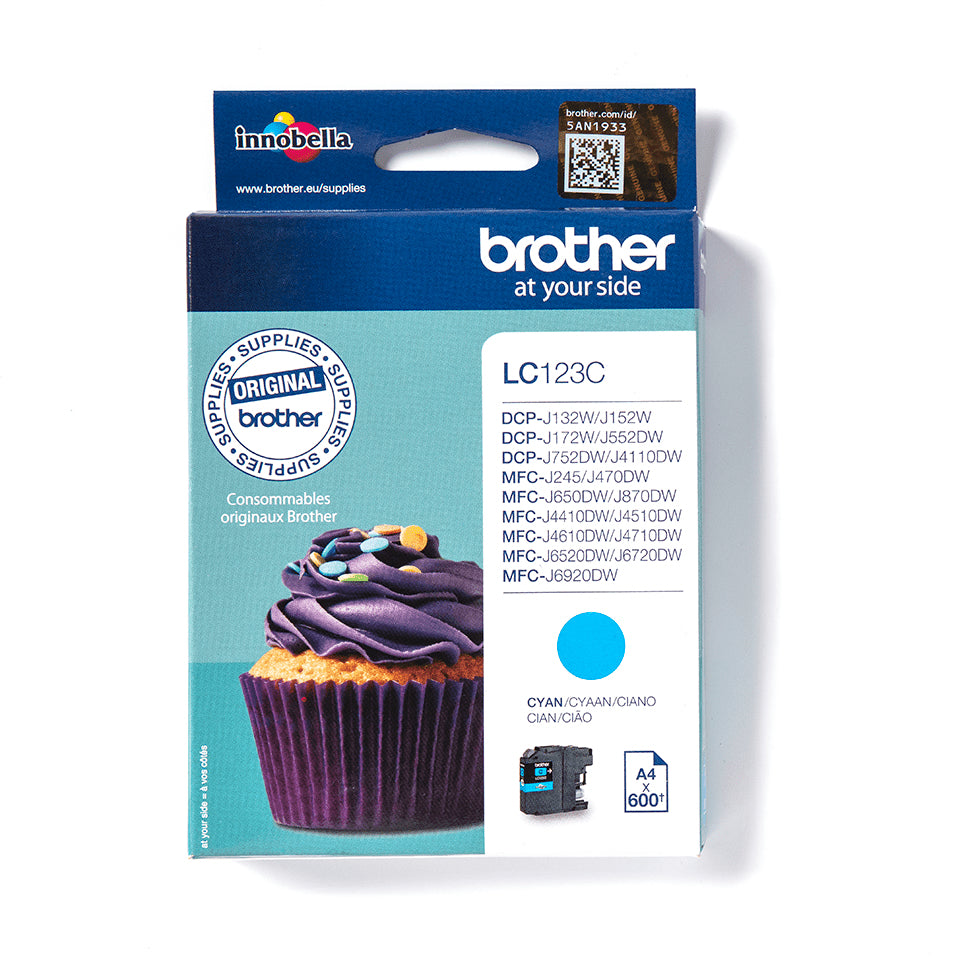 Brother LC123C blækpatron 1 stk Original Blå