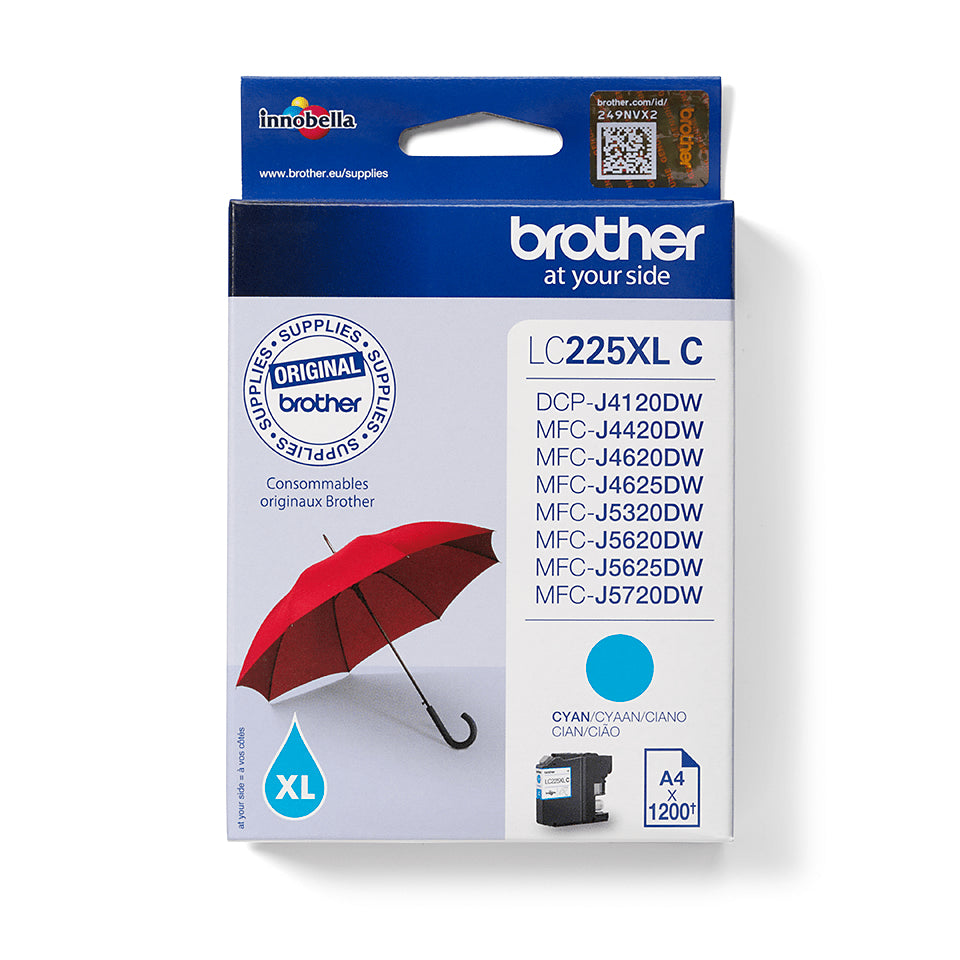 Brother LC225XLC blækpatron 1 stk Original Blå