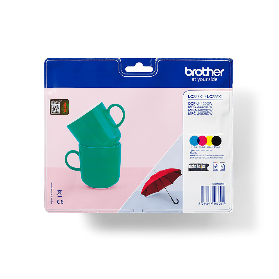 Brother LC227XLVALBPDR blækpatron 4 stk Original Sort, Blå, Magenta, Gul