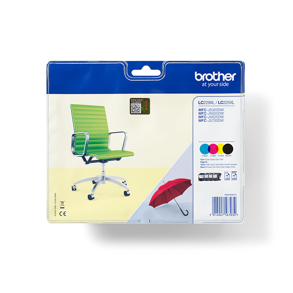 Brother LC229XLVALBPDR blækpatron 4 stk Original Sort, Blå, Magenta, Gul