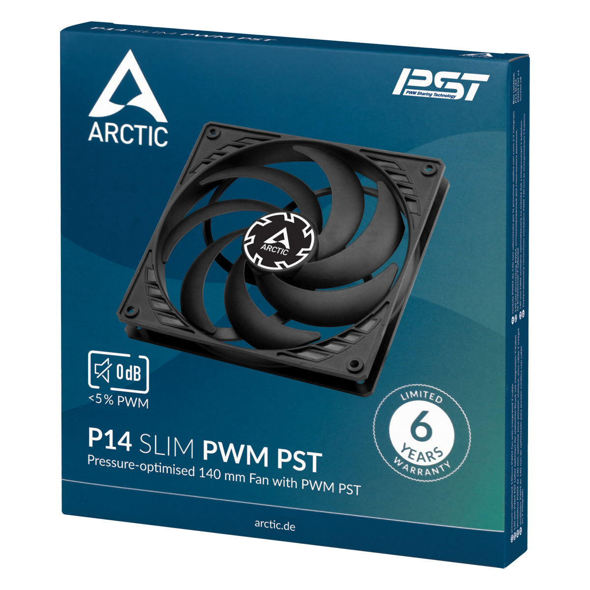 ARCTIC P14 Slim PWM PST Computerkabinet Ventilator 14 cm Sort 1 stk