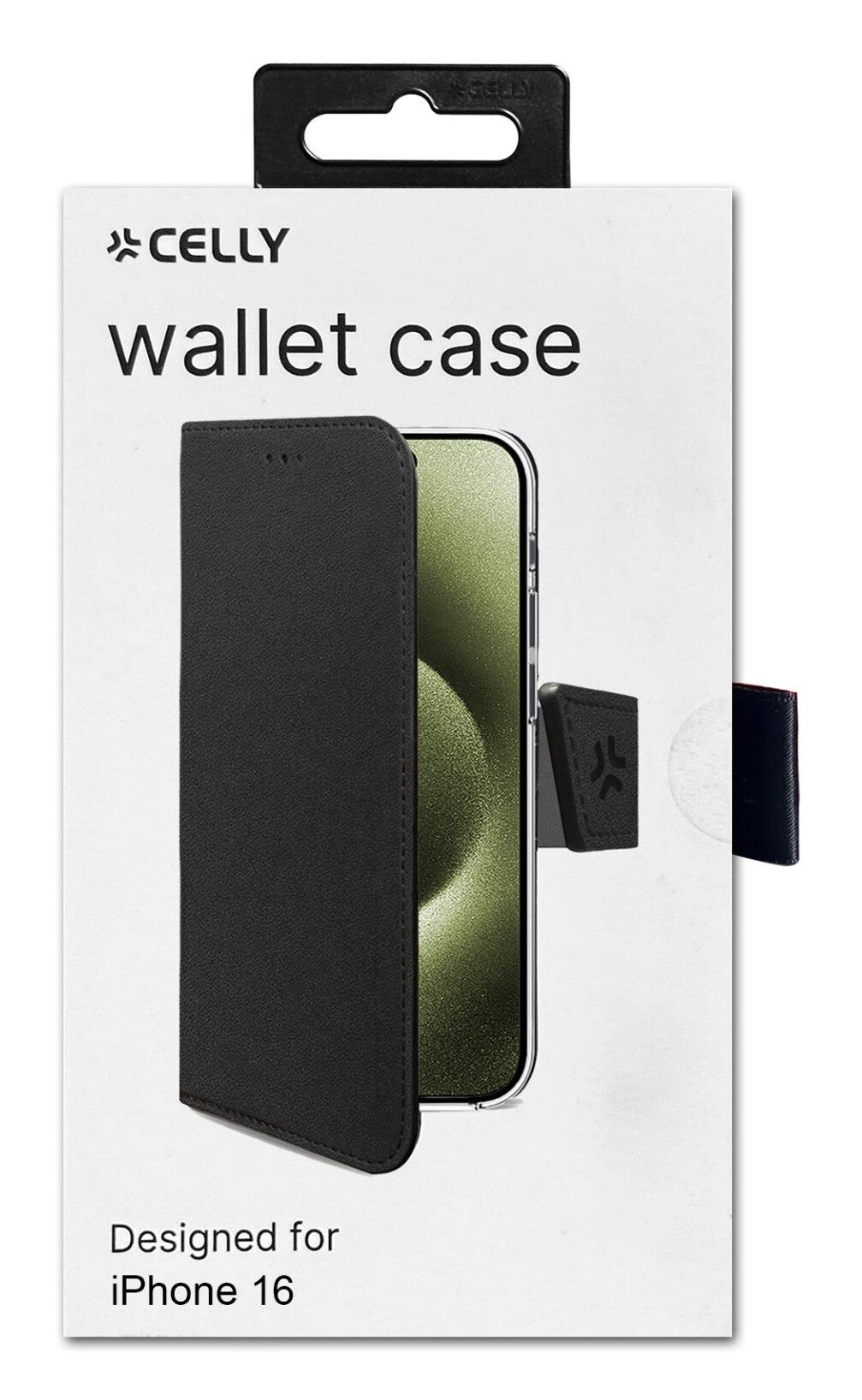 Celly WALLY1078 mobiltelefon etui 15,5 cm (6.1") Tegnebogsetui Sort