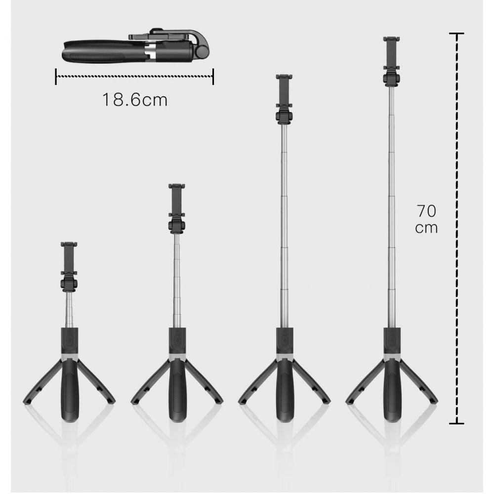Tech Protect L01 S Bluetooth Selfie Stick Stativ Sort