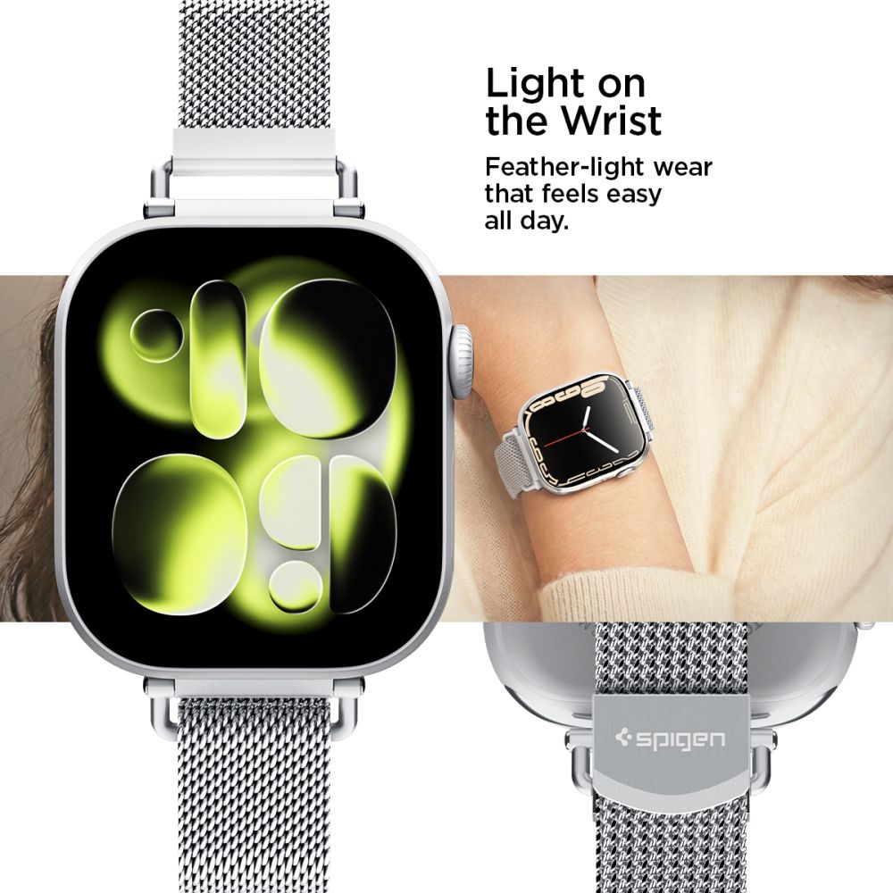 Spigen Wbm4 Remmen Til Apple Watch 8 / 9 / 10 / 11 / 12 / Se (40 / 41 / 42 Mm) Sølv