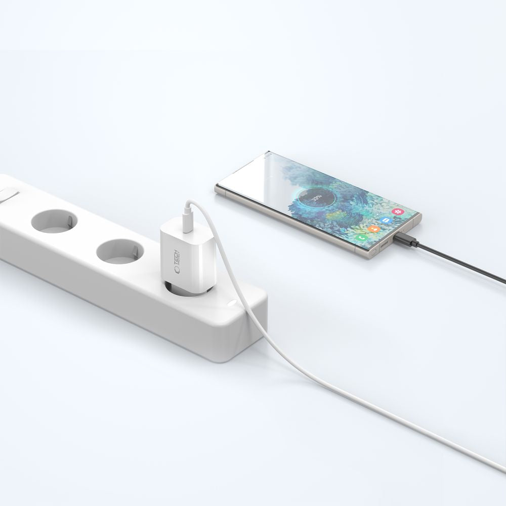 Tech Protect Nc20 W 1 Port Netværksopladder Pd 20 W + Type C Kabel Hvid