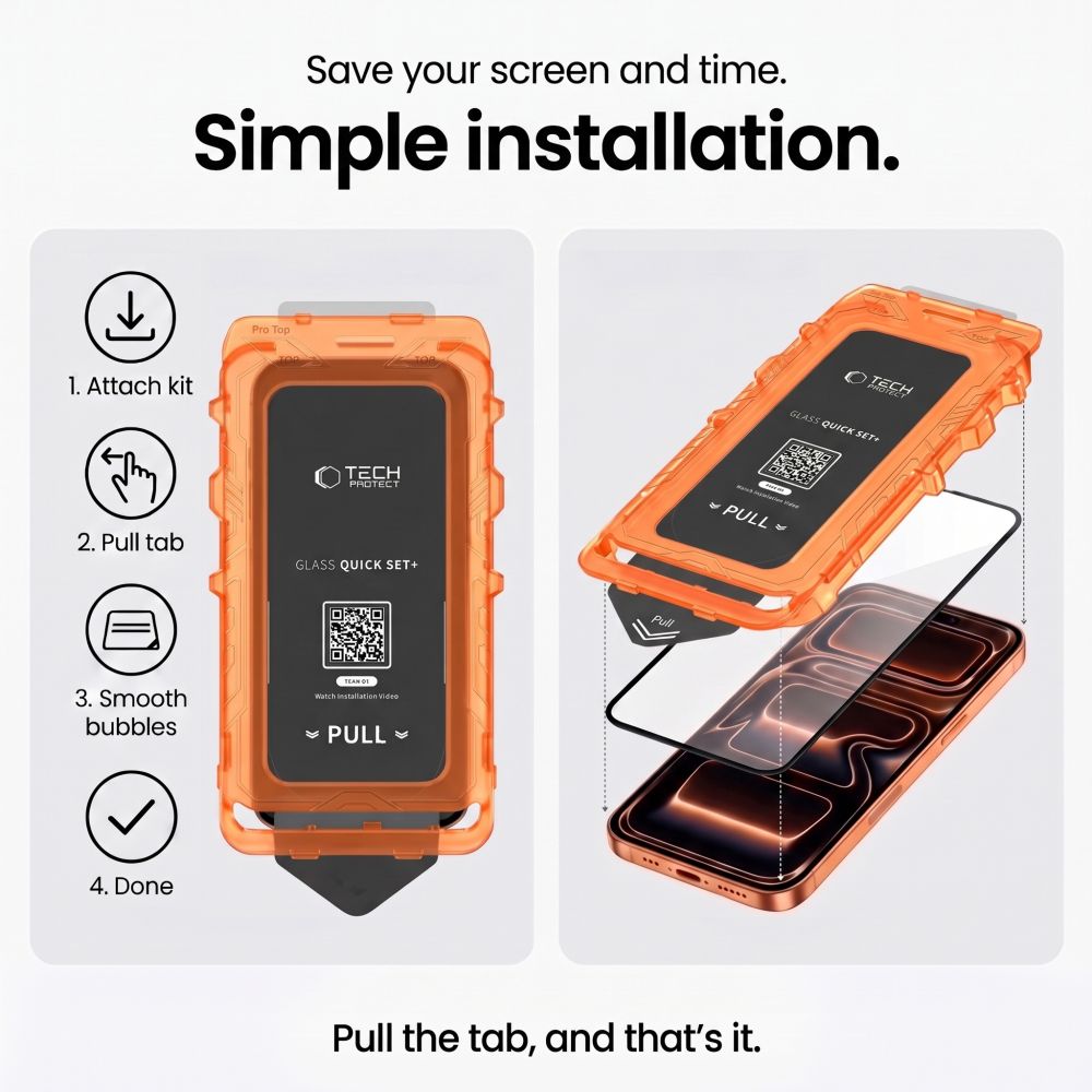 Hærdet Glas Tech Protect Quick Set+ 2 Pack Iphone 17 Pro / 18 Pro Black