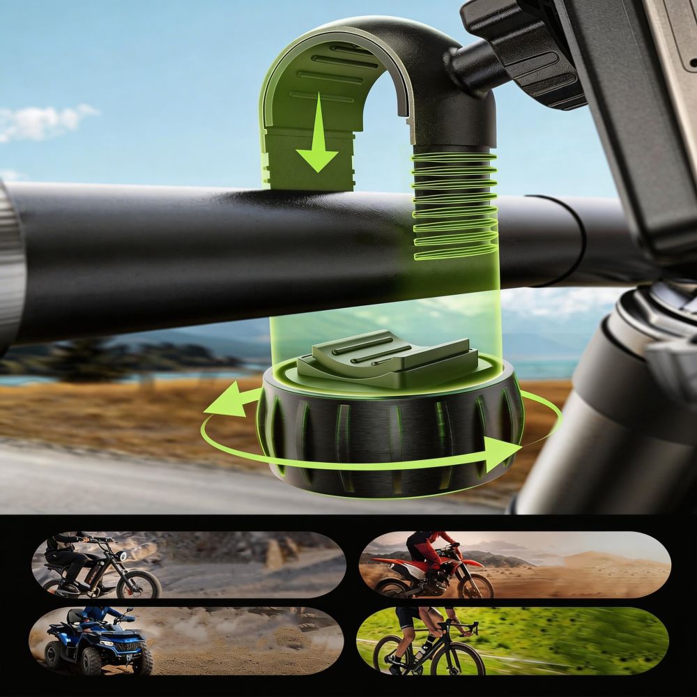 Tech Protect V6 Universal Cykel Og Motorcykelholder Sort