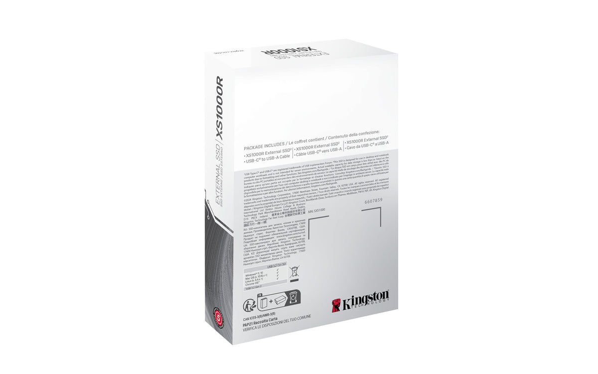Kingston Technology 1 TB XS1000 Red External USB 3.2 Gen 2 – Bærbart SSD-drev