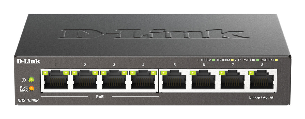 D-LINK 8-port 10/100/1000 Desktop Switch w/ 4 PoE Ports