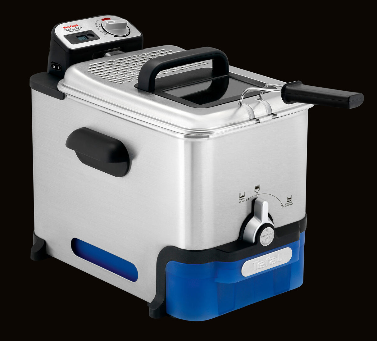 Tefal Oleoclean Pro Inox & Design FR8040 Enkelt 3,5 L 2300 W Sort, Rustfrit stål
