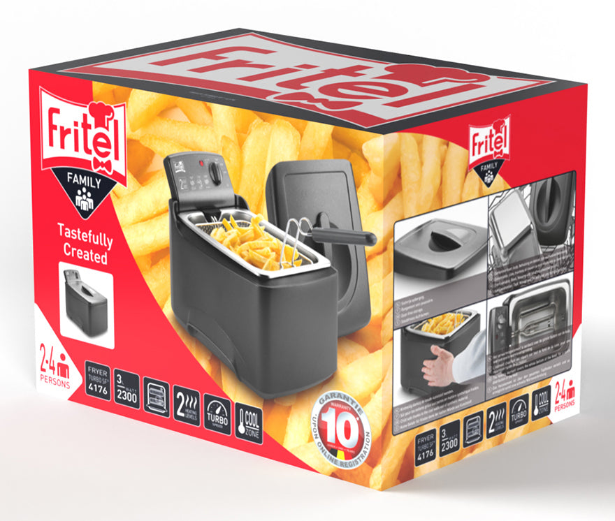 Fritel Turbo SF 4176 Enkelt 3 L Enkeltstående 2300 W Frituregryde Anthracit, Sort