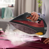 Philips 7000 series DST7022/40 strygejern Dampstrygejern SteamGlide Plus strygesål 2800 W Sort, Rød