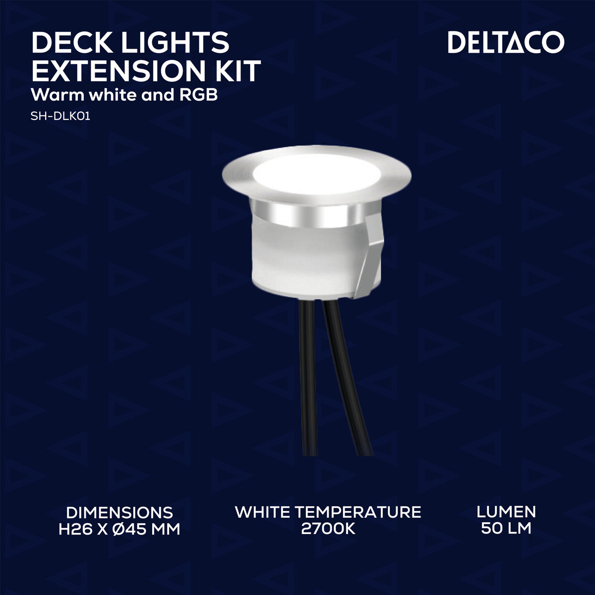 Deltaco SH-DLK01, Terrasselys, 0.7 W, 16 millioner farver/varmt hvidt lys, sølv (pakke med 10)