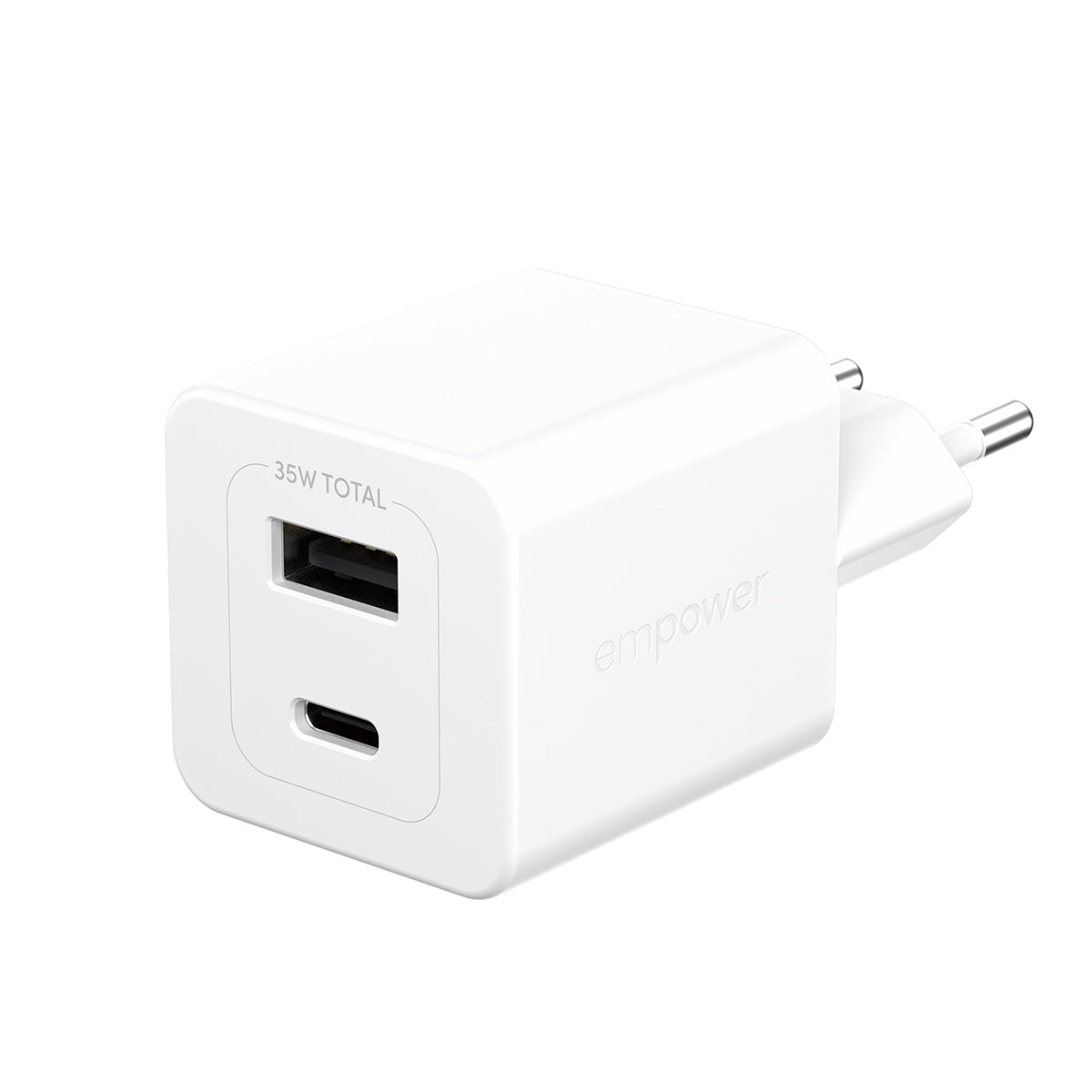 PanzerGlass empower by ® Turbo 35W Oplader inkl. USB-C + USB-A | EU Stik | Silver White