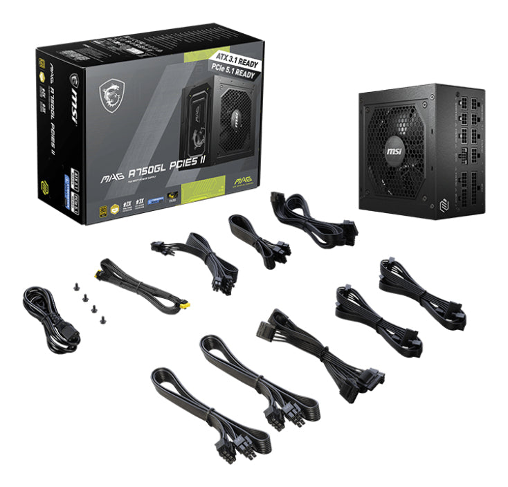 MSI MAG A750GL PCIE5 II Strømforsyning 750Watt
