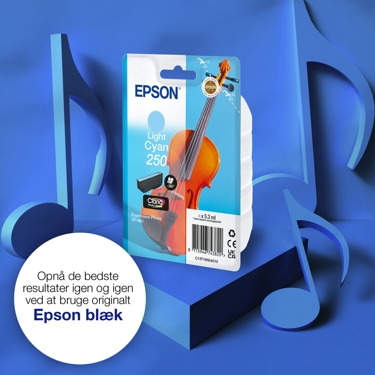 Epson Enkeltpakke, lys cyan 250 Claria Photo HD-blæk