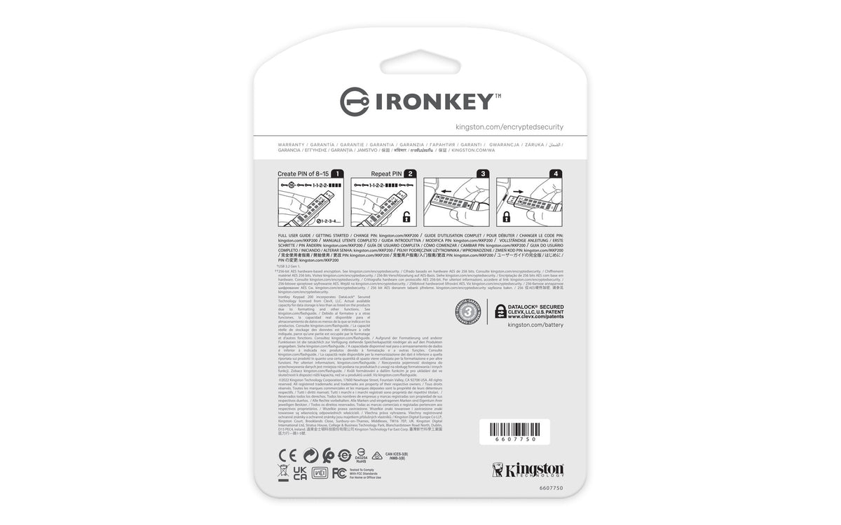 Kingston Technology IronKey 64GB Keypad 200, FIPS 140-3 Lvl 3 AES-256 Hardware Encrypted