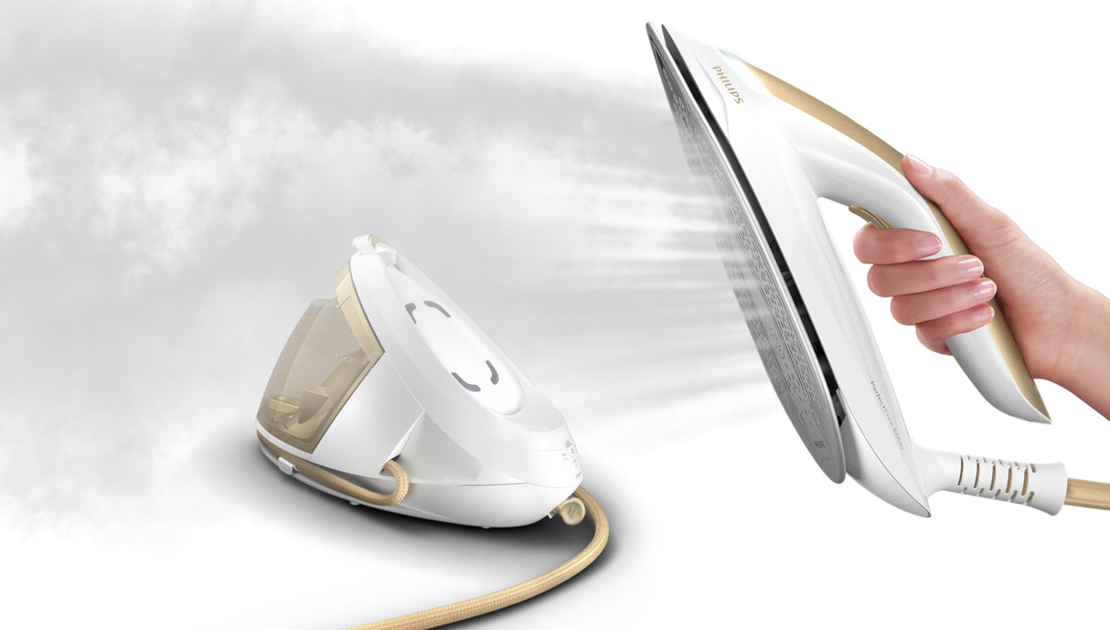 Philips PSG8040/60 Dampstrygning station 2700 W 1,8 L SteamGlide Elite-strygesål Guld, Hvid