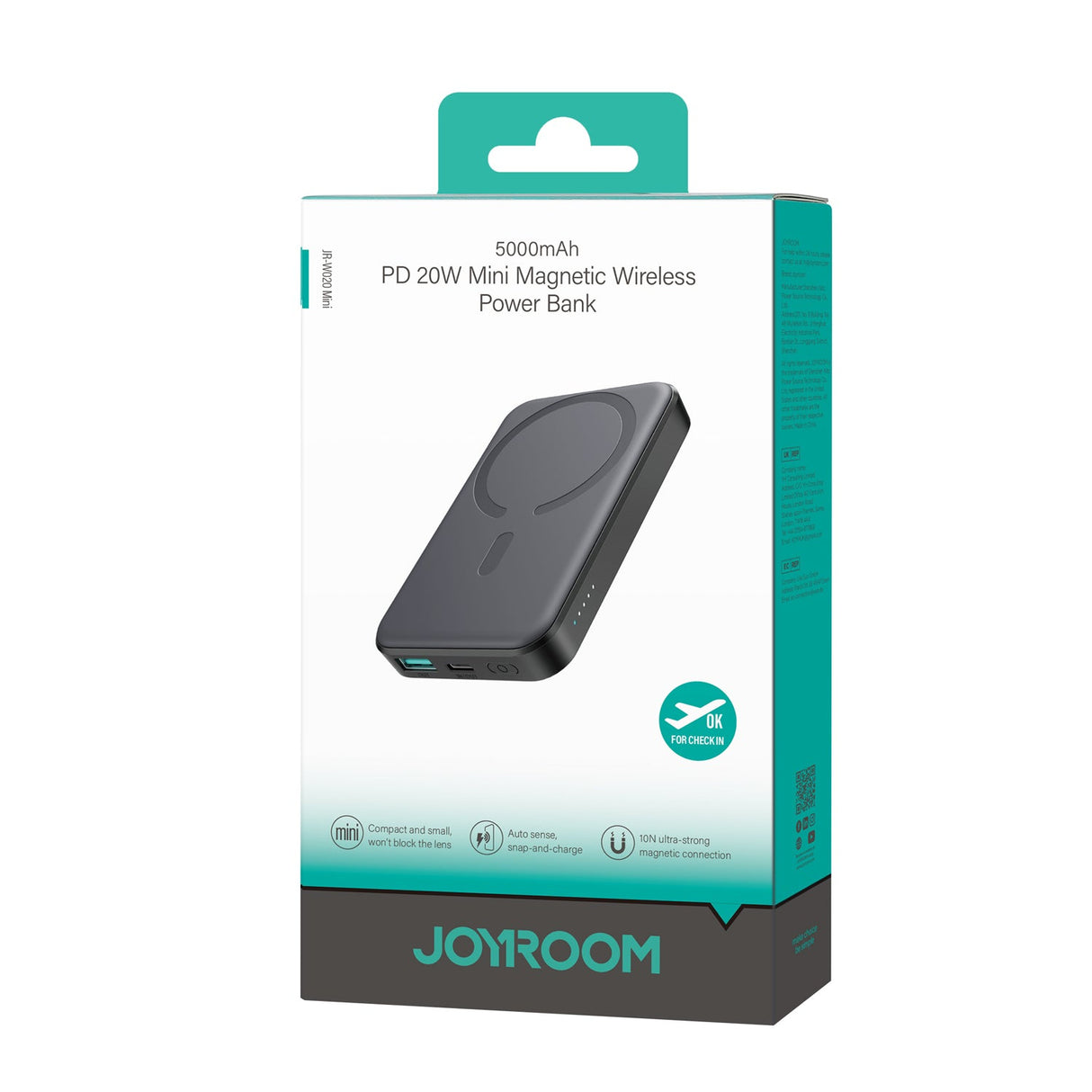 JOYROOM JR-W020 Mini Lithium-Ion (Li-Ion) 5000 mAh Trådløs opladning Sort