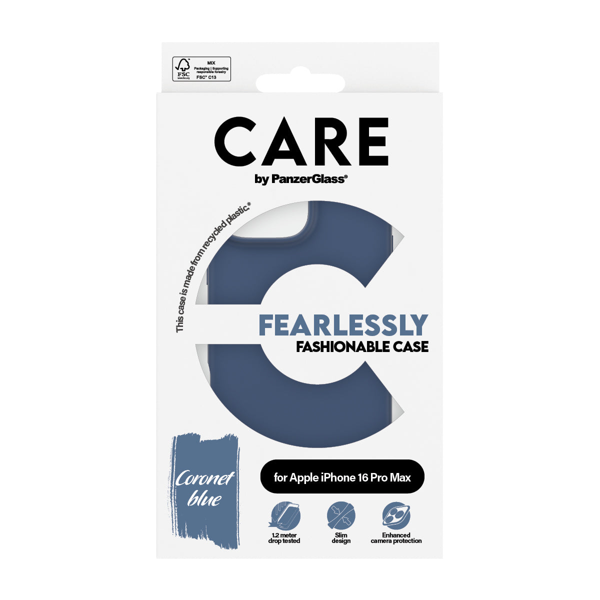 PanzerGlass CARE by ® Fashionable Case Blå iPhone 16 Pro Max