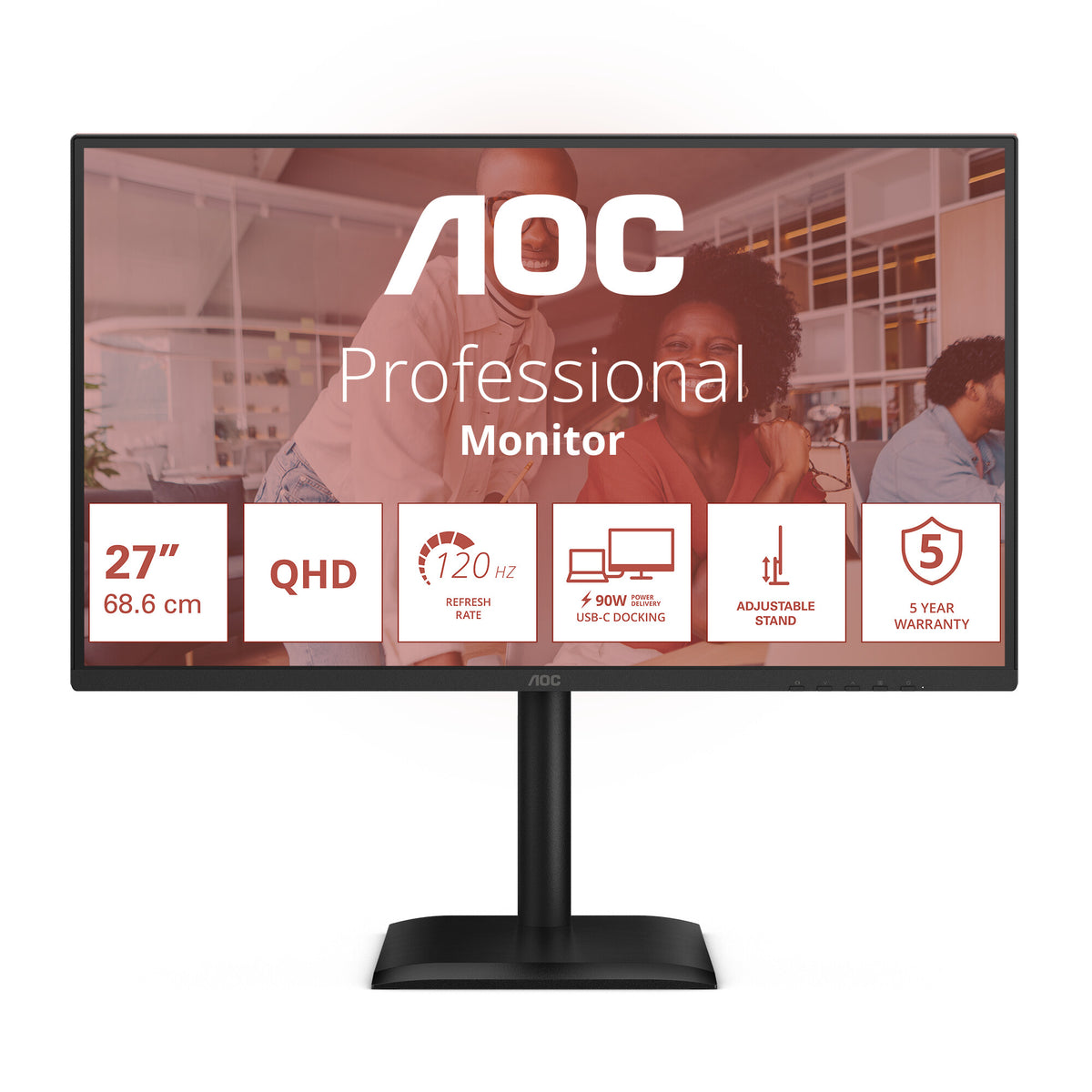 AOC E4 Q27E4CV computerskærm 68,6 cm (27") 2560 x 1440 pixel Quad HD LED Sort