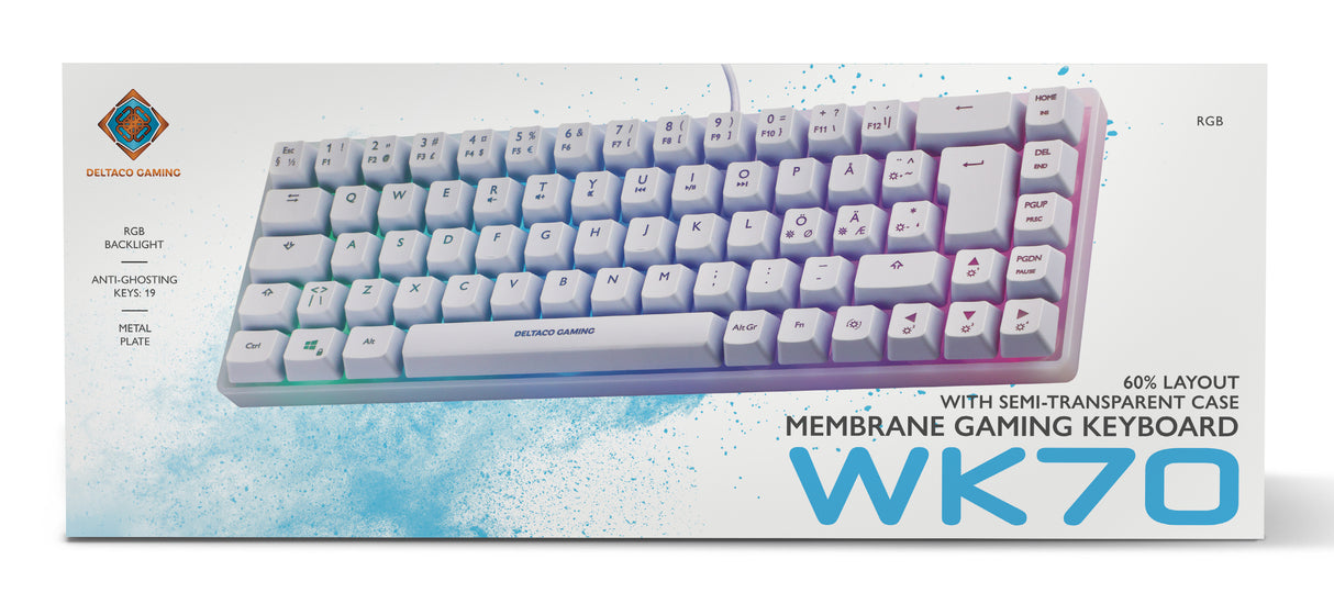 Deltaco Gaming WK70 60% keyboard, semi transparent case whit