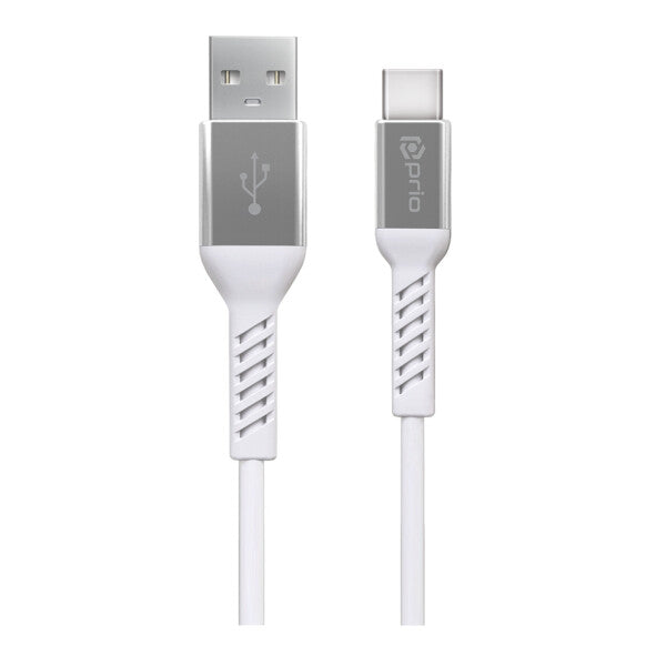 prio Opladnings- og datakabel USB C til USB A 1,2m hvid